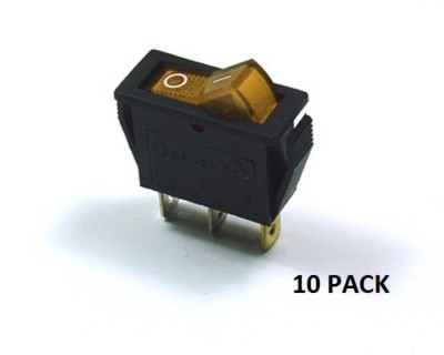10 PACK - CES - (ON/OFF) ILLUMINATED ROCKER SWITCH AMBER #66-2200-10PK