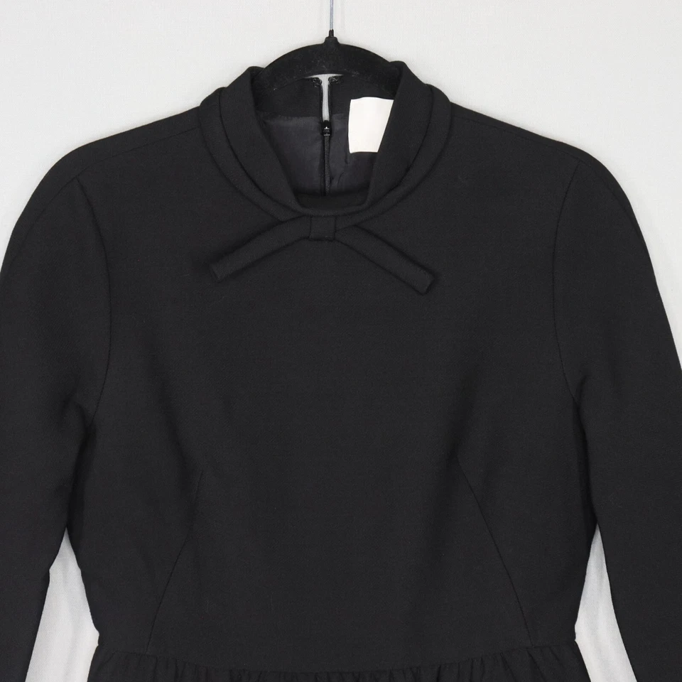 Mini Vestido 3.1 Phillip Lim Para Mujer Talla 4 Negro Lana Virgen Cuello Atado Forrado en Seda Foto 2 de 4