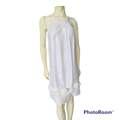 D'Closet Halter Flower Bottom Women's Swing Dress In Beige Size S | eBay