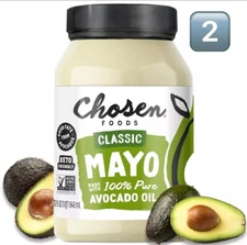 2 Chosen Foods Avocado Oil Mayo 32oz 100%Pure NO SEED OIL Whole Food Avocado Oil