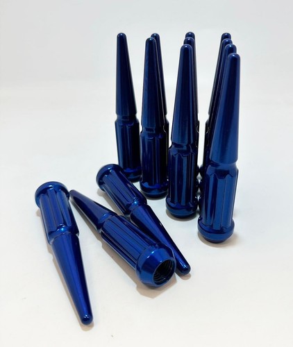 FIT CHEVROLET BLAZER CAMARO IMPALA MALIBU SS TAHOE SPIKE LUG NUT 14x1.5 BLUE 20 - Picture 2 of 6