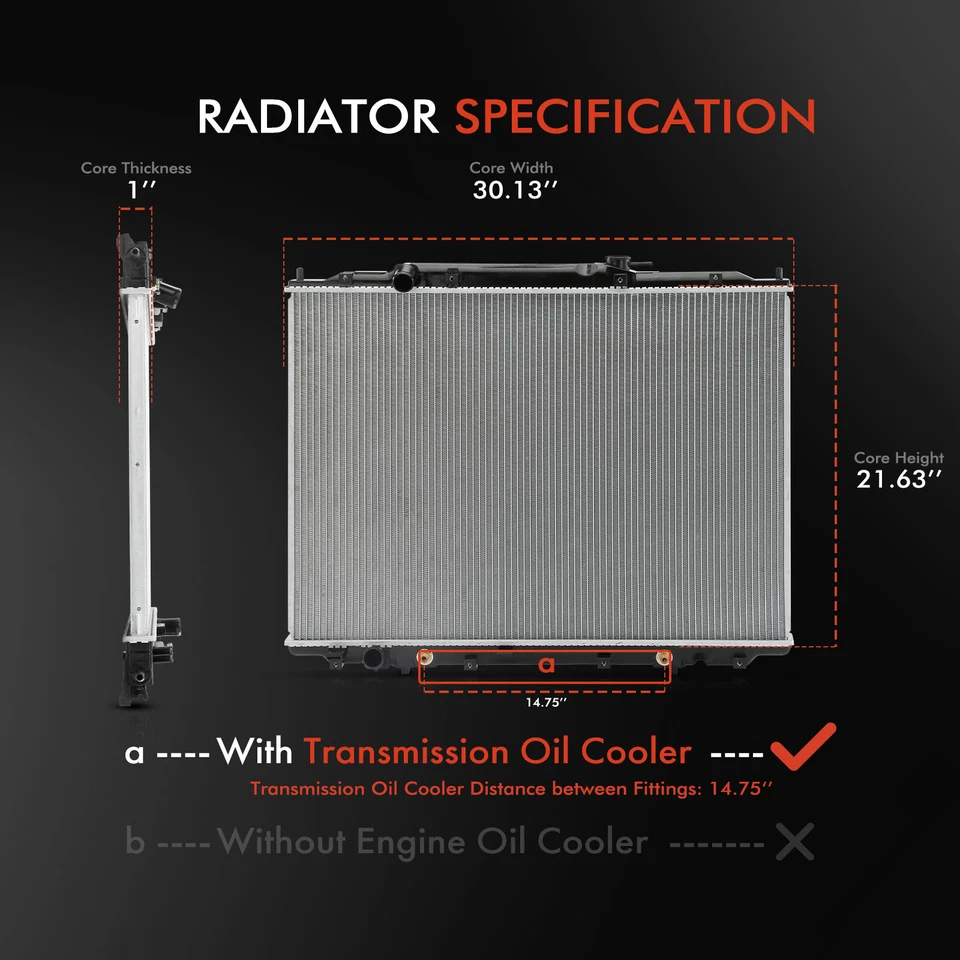Radiator w/ Transmission Oil Cooler for Honda Ridgeline 2006 2007 2008 V6 3.5L - Imagem 2 de 4