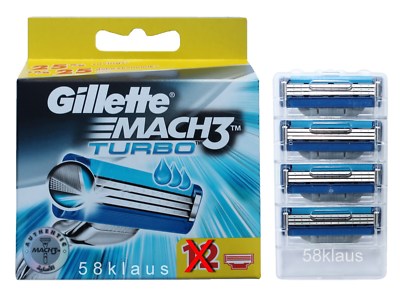4 GILLETTE MACH3 Turbo Rasierklingen im tKh ohne Verpackung / 4 Stück Klingen