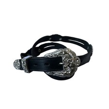 Genuine vintage NOCONA USA Western Conchos Black Leather Belt Size 30