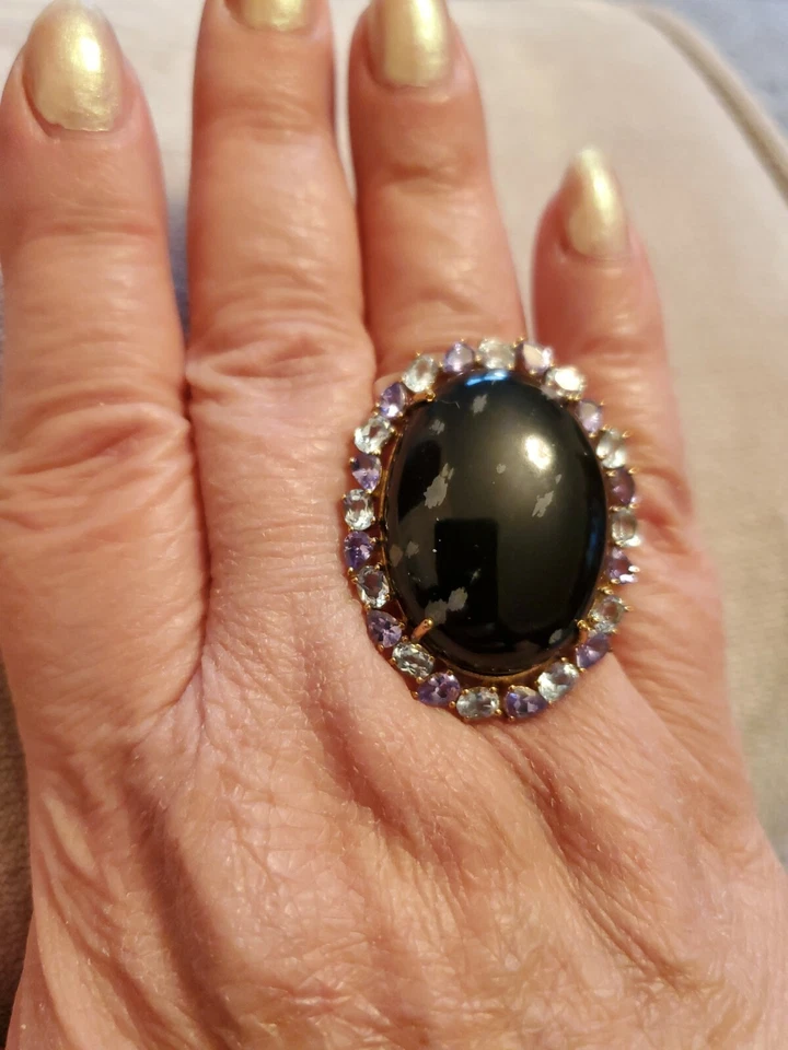 Anillo Rarities Carol Brodie Ágata Negra Tanzanita Topacio Plata 925 Talla 7 Nuevo sin Etiquetas Foto 3 de 4