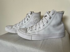 Converse Chuck Taylor All Star White Mono Leather Size 4.5 UK High Top Trainers