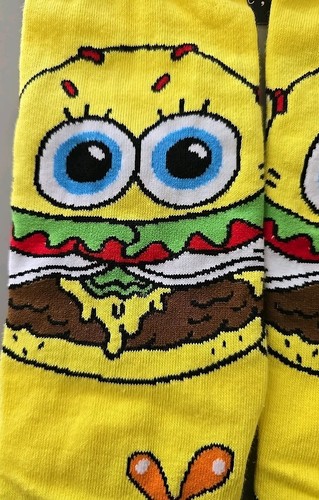 Calcetines Odd Sox Bob Esponja Krabby PATTIES Crew Talla 6-13 un par Amarillo multi NUEVO - Imagen 5 de 14