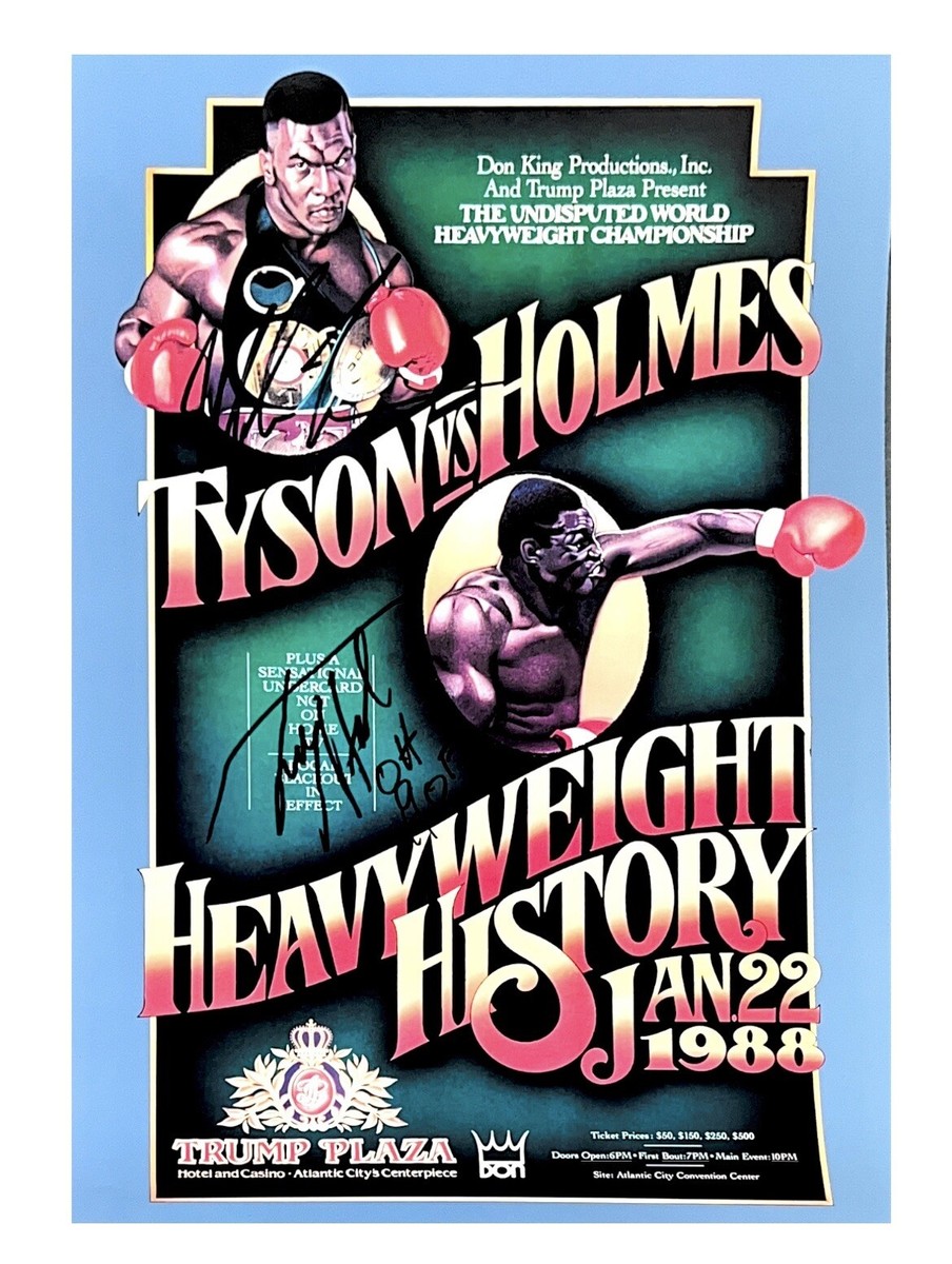 MIKE TYSON AND LARRY HOLMES SIGNED 18X12 AUTOGRAPHED BOXING PHOTO