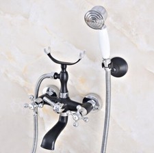 Black Chrome Brass Bath Claw foot Tub Faucet / Filler With Hand Shower sna626