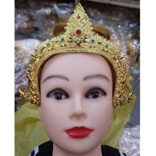 Thai Dance Headdress Crown Kid Costume Dress Jewelry Traditional Gold Crafts G3
