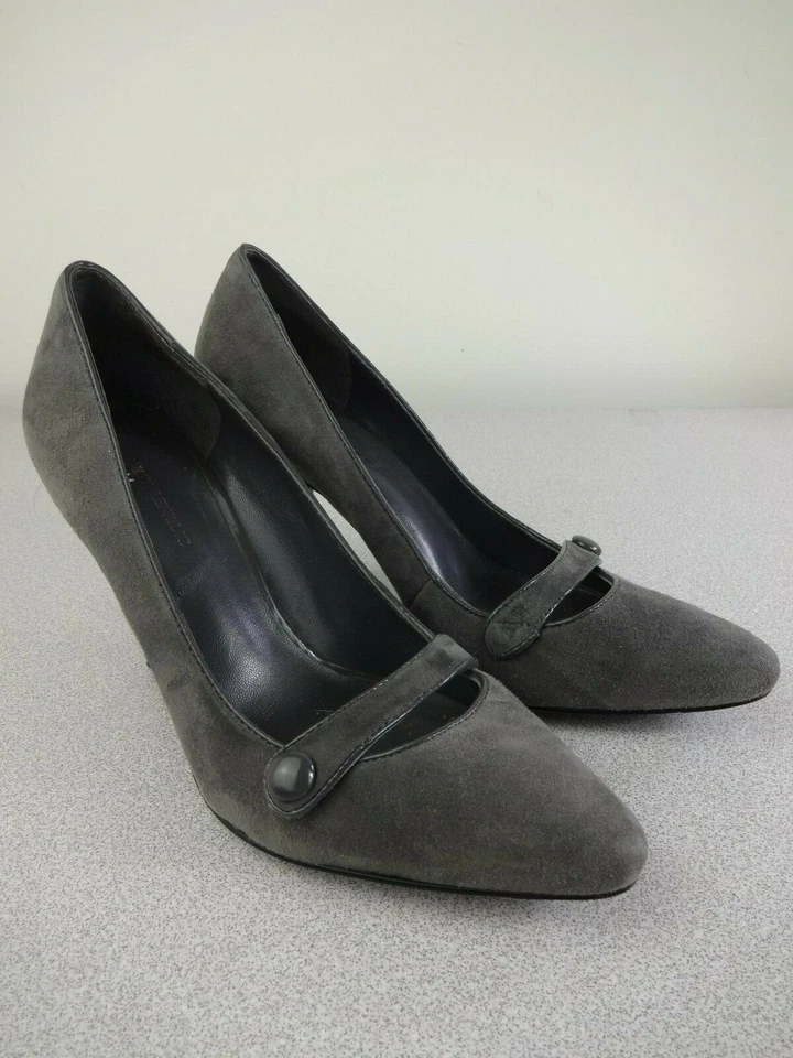 Tacones sin cordones Banana Republic gris gamuza punta abierta para mujer talla 6 Foto 2 de 4