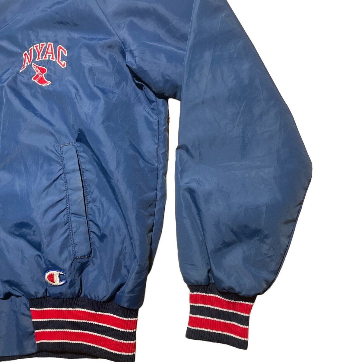 Vintage Champion Satin Snap Jacket NYAC New York Athletic Club 