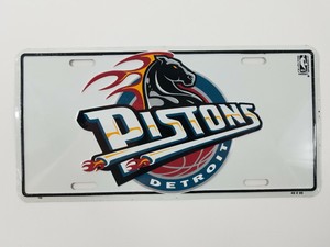 Detroit Pistons Car Tag Sealed Nos Nba Michigan Metal Sign New Old Stock Bad Boy Ebay