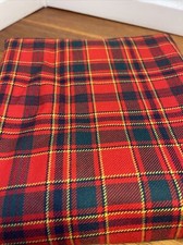 Red Green Tartan Plaid Wool Fabric 2yd x 60 wide Vintage Very Smooth Luxury Feel