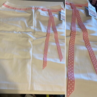 NWT Womens White Skirt Sz 12 Pink Accent w/ Extended Bow Cotton Stretch NEW TAGS