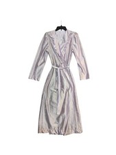 Vintage At HomeWear Womens Satin Floral Robe With Belt Made In USA Size Medium