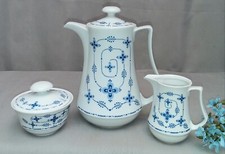 Konvolut 3er Set, Kaffeekanne, Milchk&auml;nnchen, Zuckerdose, Echt Kobaltblau Y 134