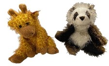 TY Punkies 2003 Collection Of 2 Stuffed Animals 9" Treetop Giraffe 7" Panda Bear