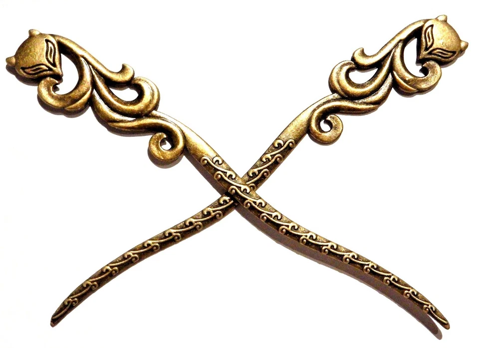 BRONZE FOX HAIR STICKS 1 pair kitsune yokai kanzashi bun pin Japanese Inari H1 - Image 3 of 4