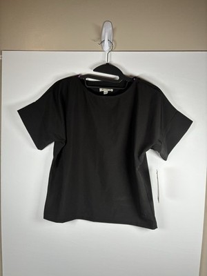 Albion Boss Crop Tee Size XXS NWT Black Oversized Quiet Luxury Athleisure