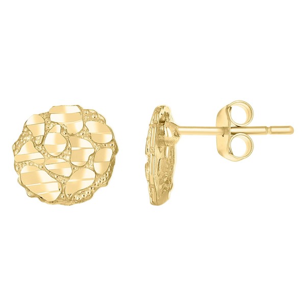 Jfl Diamonds 10K Gelbgold Unisex Stecker Ohrringe 9,5 Mm Nugget-Design-image