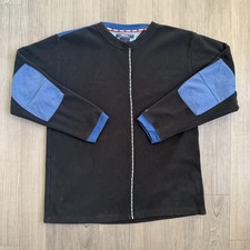 Vintage Tommy Jeans Sweater Mens Large Black Blue Fleece Pullover 90s USA
