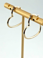 JACMEL JCM 925 STERLING SILVER HEART SHAPE HOOP EARRINGS 7/8" LOVE BOHO 3221