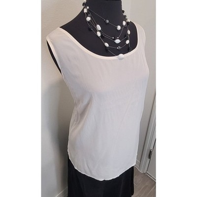Aliki Yamani Ivory Silk Sleeveless Blouse XL Minimal Luxe Artsy Chic