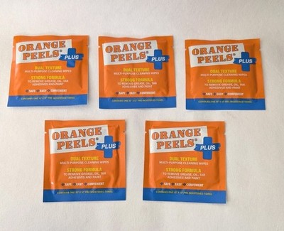 Orange Peels Plus 10x12'' Pre-Moistened Multi Purpose Towels 5 Individual Packs 
