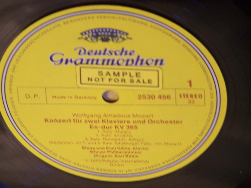 Mozart Piano Concerto K595 2 Piano Con. K365 Emil Gilels Rosette DGG RARE PROMO! - Image 3 of 4