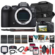 Canon EOS R6 Mark II Mirrorless Camera 5666C002  2 x 64GB Memory Card  Case