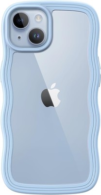 JETech Cute Case for iPhone 14 6.1-Inch, Wave Frame Curly Shape Blue 