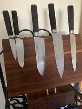 Damaszener Messer Set mit Magnet-Block  5  TLG Edelstahl Messer Echtholz Damast