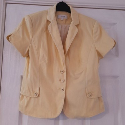 Marks & Spencer Pale Yellow Short-sleeved Cotton Jacket, Fully Lined, Size UK 12