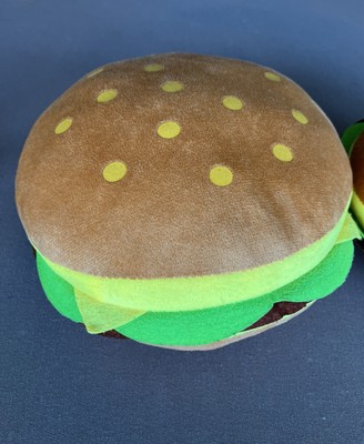 Two Large Plush Hamburger Burger With Cheese Stuffed Pillows