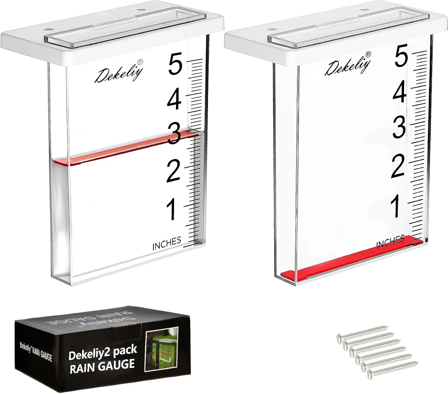 2Pack Waterfall Rain Gauge Outdoor with Clear Scale,Accurate 5-Inch Rain Gauges