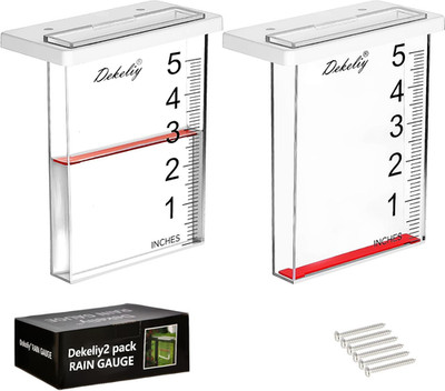 2Pack Waterfall Rain Gauge Outdoor with Clear Scale,Accurate 5-Inch Rain Gauges