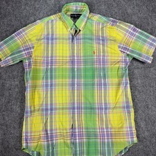 VTG Ralph Lauren Classic Fit Vibrant Plaid Short Sleeve Button Down Shirt Med