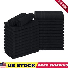 Cotton Bleach Proof Salon Towel Gym Hand Towel 16x27 inches 24 Pack, Black