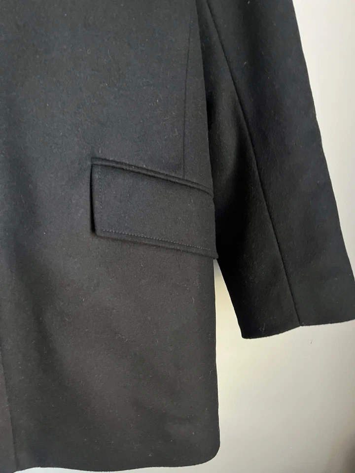 Abrigo De Colección Y2K Banana Republic Hombres Negro Lana Mezcla Cachemira Abotonado Guisante XL Foto 3 de 4