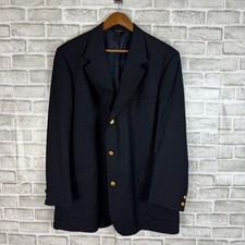 Brooks Brothers Brooksease Navy Blue Gold 3 Button Sports Coat Blazer Jacket 46L