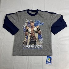 WWE Long Sleeve T Shirt Youth 6-7 Gray John Cena Superstar 2006 NWT Raglan