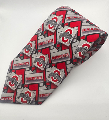 Eagle Neckwear Ohio State Buckeyes Men s Tie Red Gray Geometric Logo
