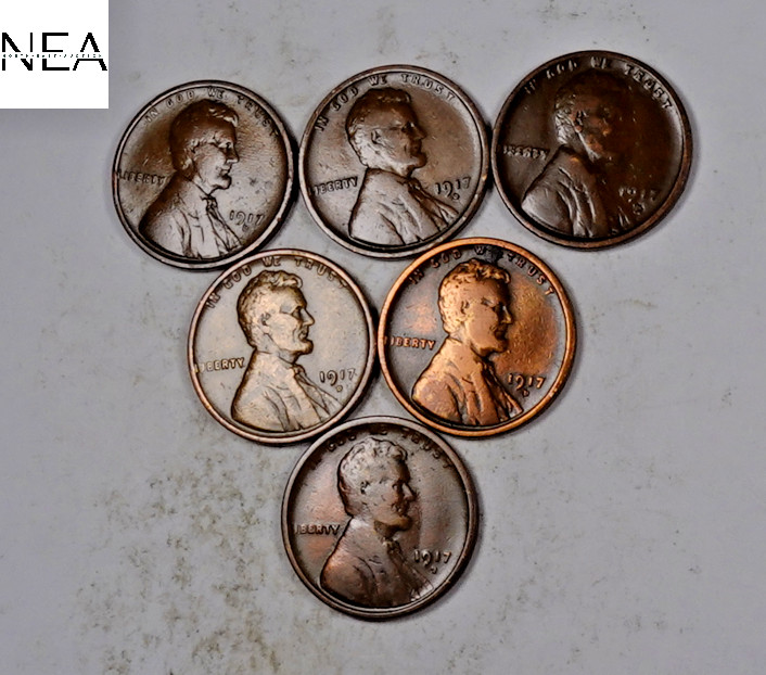 (6) 1917-D Lincoln Wheat Cent Set/Lot ~ VF/XF++ ~ 6 Coins ~ ZWL93