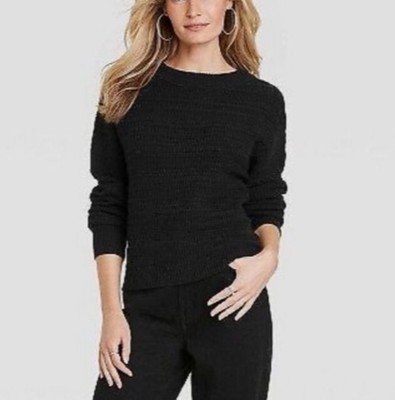 NWT Universal Thread Women's Crewneck Cotton Pullover Sweater Black Small X7