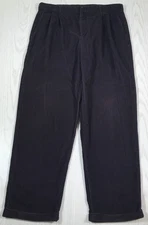 Lands End Corduroy Pants Men 35x30 Purple Pleated Baggy Cotton Preppy Chino Y2K
