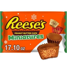 REESE'S Miniatures Milk Chocolate Peanut Butter Cups, Christmas Candy Bag, 17.1