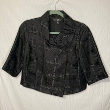 Mossimo Women s Medium Black Cropped Jacket Cowl Neck 3/4 Sleeve