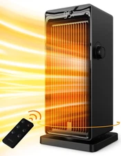 1500W Electric Space Heater for Indoor Use, 90° Oscillating, 24H Timer