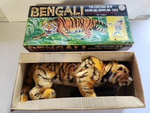 Old 1961 Marx Battery Operated Bengali Prowling Tiger In Box Japan